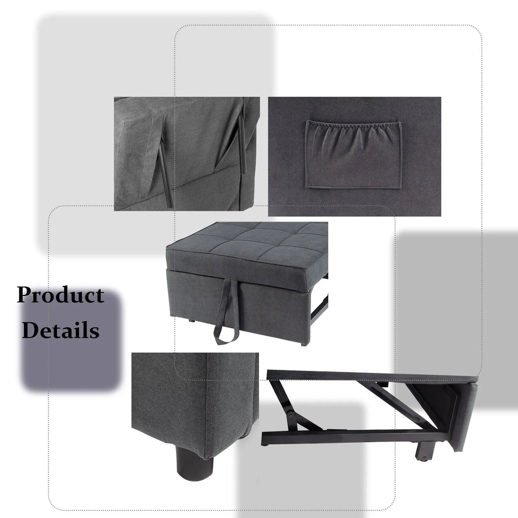 Polar Aurora Sofa Bed 3 in 1 Convertible Chair Bed Lounger Sleeper Chair Single Recliner for Small Space Adjustable Backrest