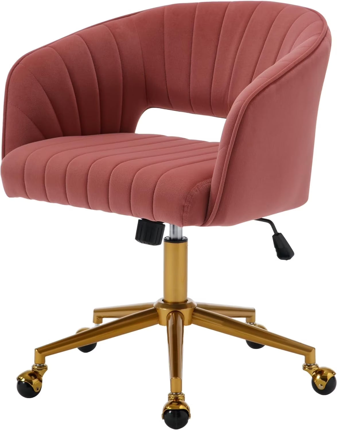 Westice Home Office Desk Chairs, Velvet Task Chair, Height Adjustable Swivel Vanity Chair with Golden Base for Vanity Study, Living Room Computer Room, Beige