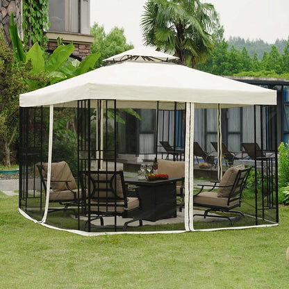SIMENMAX 10x13 Ft Patio Gazebo,Outdoor Gazebo Canopy with Mosquito Netting and Curtains,Sturdy Soft Top Gazebo