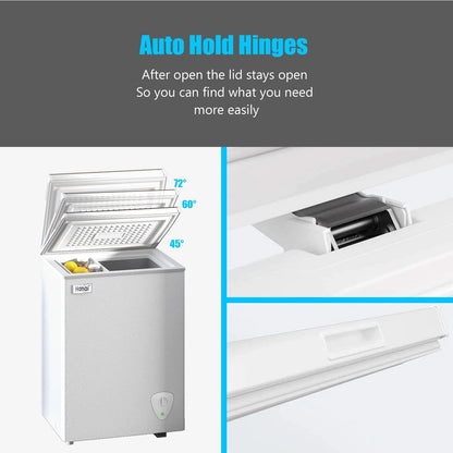 WANAI Deep Freezer 3.5 Cu.ft,Chest Freezer with Top Open Door,Suitable for Apartments, Dorms or Garages,White