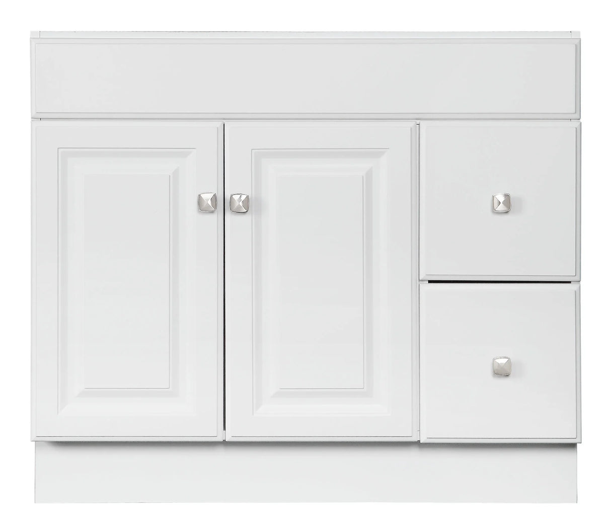 Design House Wyndham 36" Solid Wood Ready to Assemble 2-Door and 2-Drawer Bathroom Vanity Cabinet, White