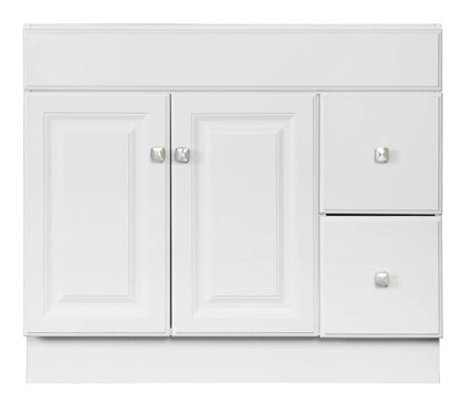 Design House Wyndham 36" Solid Wood Ready to Assemble 2-Door and 2-Drawer Bathroom Vanity Cabinet, White