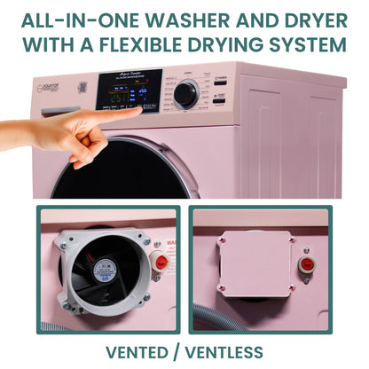 Equator All-in-One Washer Dryer VENTLESS/VENTED PET cycle 1.62cf/15lbs 110V in Pink