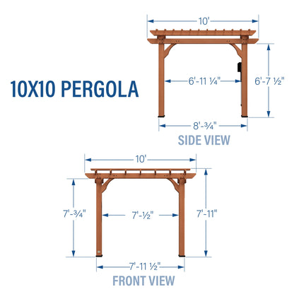 Backyard Discovery Beaumont 10'x10' Cedar Wood Patio Pergola Kit, Trellis Roof, PowerPort