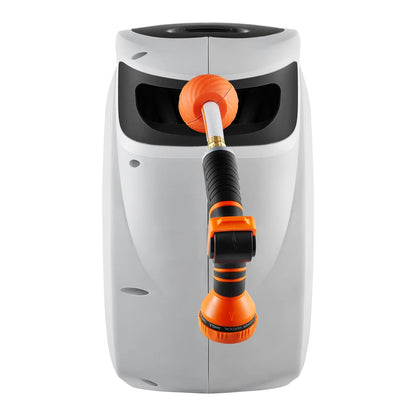 BENTISM Retractable Hose Reel, 115 ft x 1/2 inch, 180�� Swivel Bracket Wall-Mounted, Garden Water Hose Reel with 9-Pattern Nozzle, Automatic Rewind, Lock at Any Length, and Slow Return System