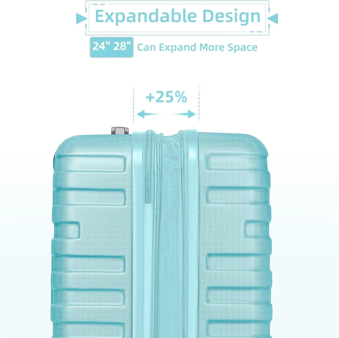 6-Piece Hardshell Luggage Set with Expandable Spinner Suitcases & TSA Lock, 25% Extra Capacity, Duffel Bag & Toiletry Kit, Cream ABS Suitcases