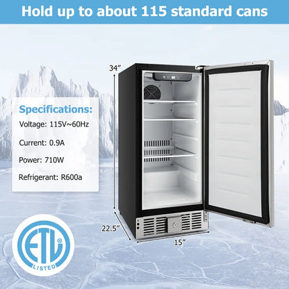 Resenkos Compact Refrigerator with Adjustable Thermostat and Stainless Steel Door-Silver, Compact Refrigerator Mini Fridge for Dorm/Bedroom/Office/Apartment, Food Storage or Drink Beer