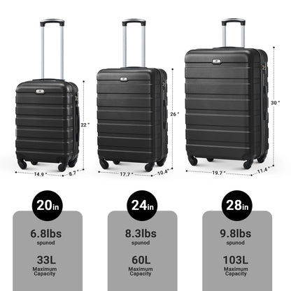 3 Piece Luggage Sets Hard Shell Suitcase Set with Spinner Wheels for Travel Trips Business 20" 24" 28", Rose Gold