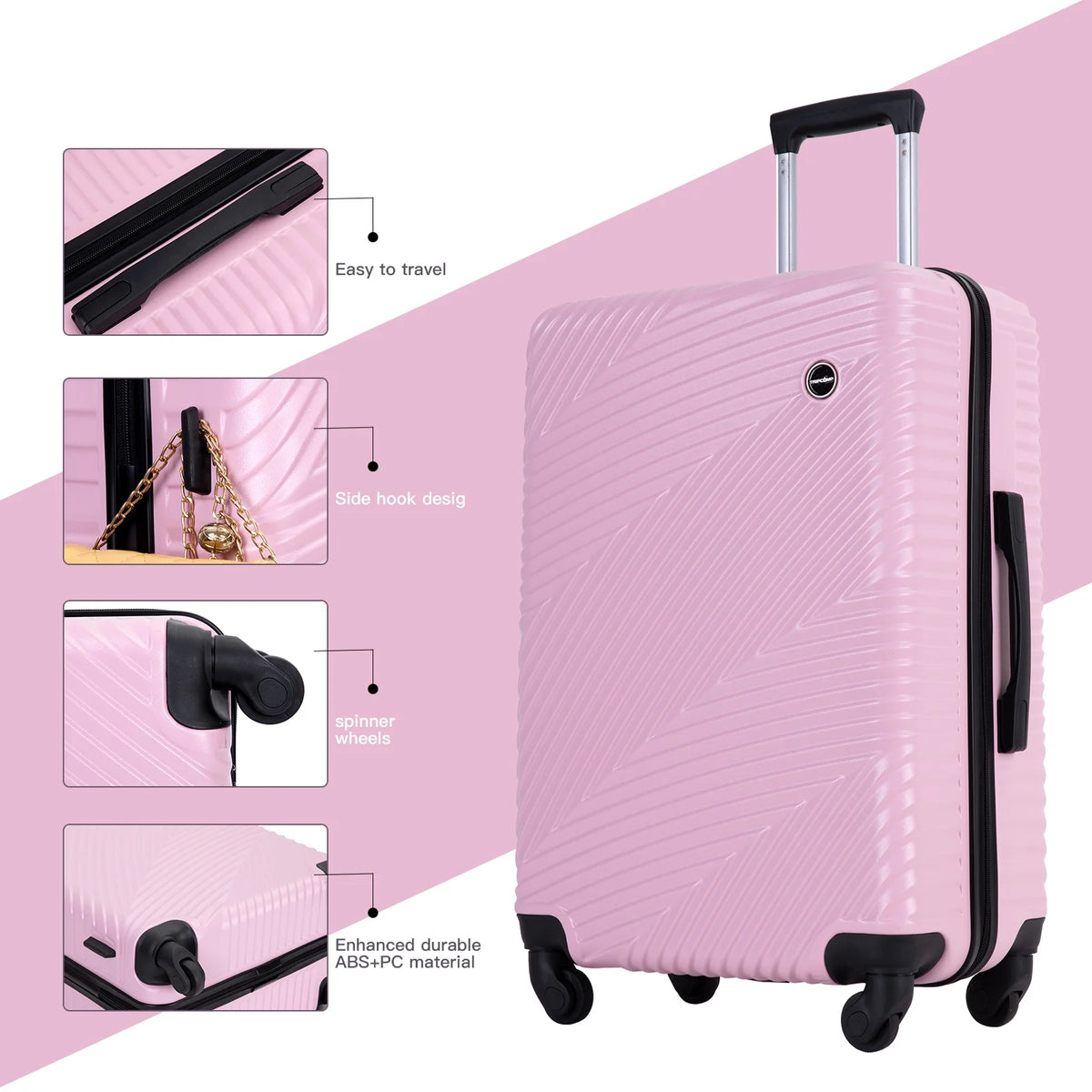 Tripcomp Luggage 3 Piece Set,Suitcase with Spinner Wheels Hardside Lightweight Luggage 20in24in28in.(Blue)