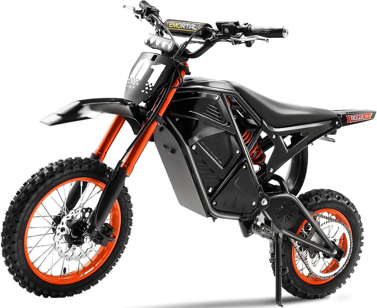 2000W Electric Dirt Bike for Adults Ridingtimes GT73 UL2849,Brushless Hub Motor,18.2AH*2 Electric Bike with 25\" tires digital screen Carbon Steel,Black
