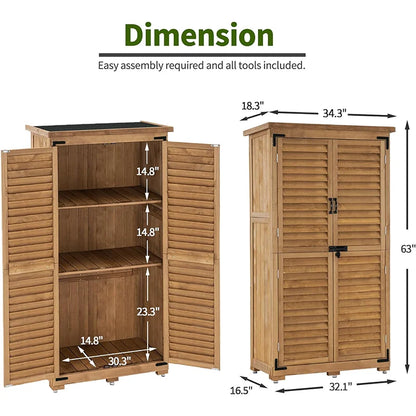 MCombo Tall Garden 1.52 x 2.85 ft. Wood Storage Shed, Brown