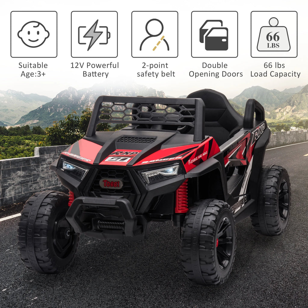 TOBBI 12V Kids Electric off-Road UTV Truck Car Battery Powered Ride on Toys for Girls with LED Headlights, Music, Horn