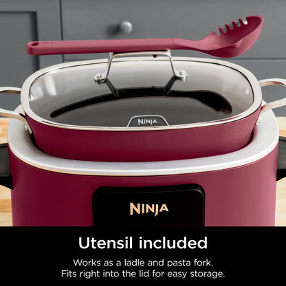 Ninja Foodi Possible Cooker, 8.5 Quart, 6-in-1 Multi-Cooker, Slow Cooker, Steamer, Glass Lid Integrated Cooking Utensil, Nonstick, Oven Safe Pot to 500°F, Cherry Tarte, MC1000WM