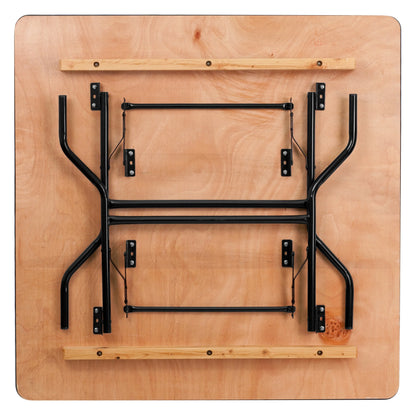 Flash Furniture 4' Square All-Occasion Wood Folding Event Table, Natural/Black
