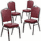 Flash Furniture 4 Pack HERCULES Series Crown Back Stacking Banquet Chair in Black Patterned Fabric - Gold Vein Frame