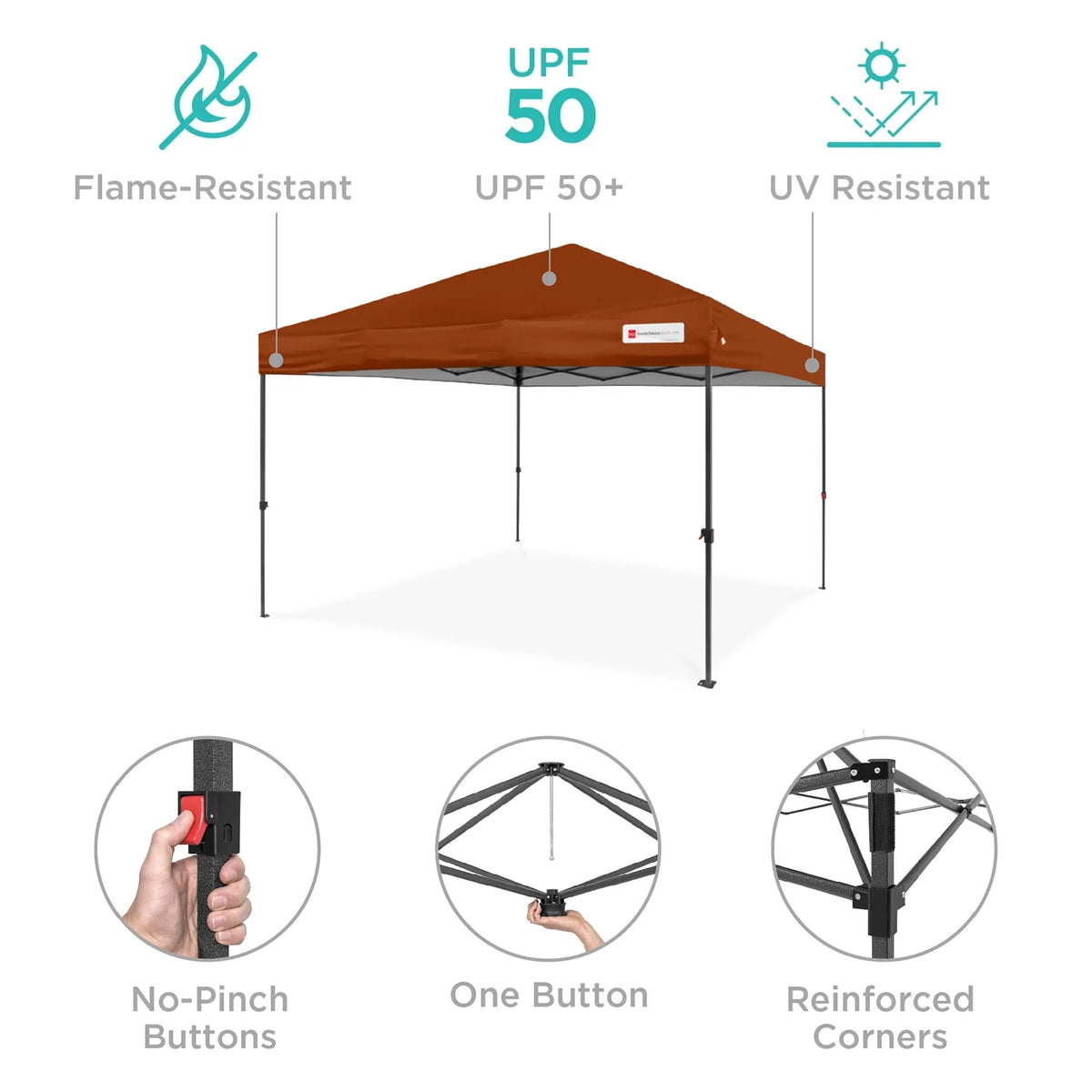 Best Choice Products 12x12ft Easy Setup Pop Up Canopy w/ 1-Button Setup, Wheeled Case, 4 Weight Bags - Navy Blue