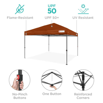 Best Choice Products 12x12ft Easy Setup Pop Up Canopy w/ 1-Button Setup, Wheeled Case, 4 Weight Bags - Navy Blue