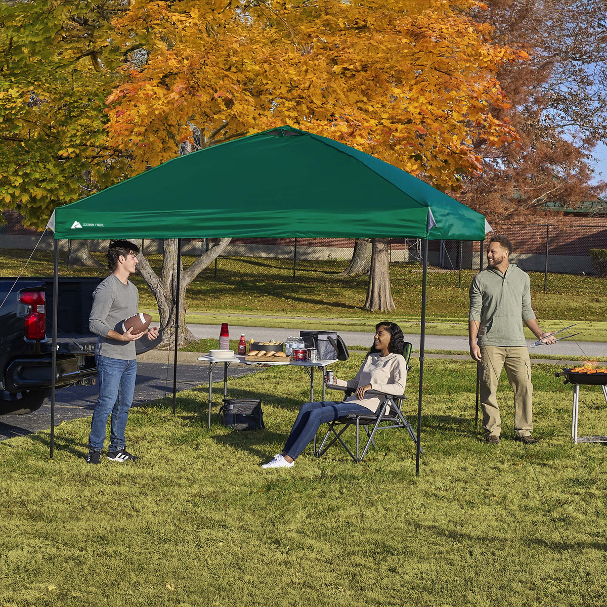 Ozark Trail 10x10 Instant Pop Up Canopy Tent with Simple Push Setup �?Straight Leg Pop-Up Tent for Tailgating, Camping & Events, White