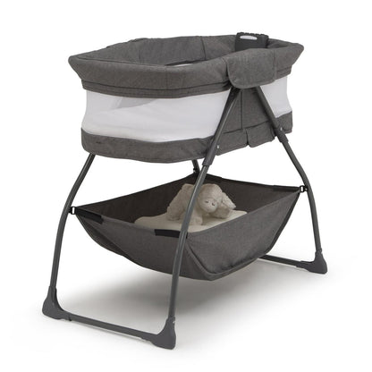 Delta Children TravelMate Compact Fold Bassinet - Features Lights. Sounds and Vibration. Grey Tweed