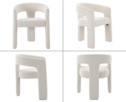 Guyou Modern Sherpa Upholstered Dining Chair, Cute Barrel Side Armchair Kitchen Chair with Armrests and Back for Living Room Dining Room Bedroom, Green