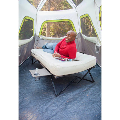 Coleman Cot and Thick Queen Air Mattress Combo Side Tables, Pump Included
