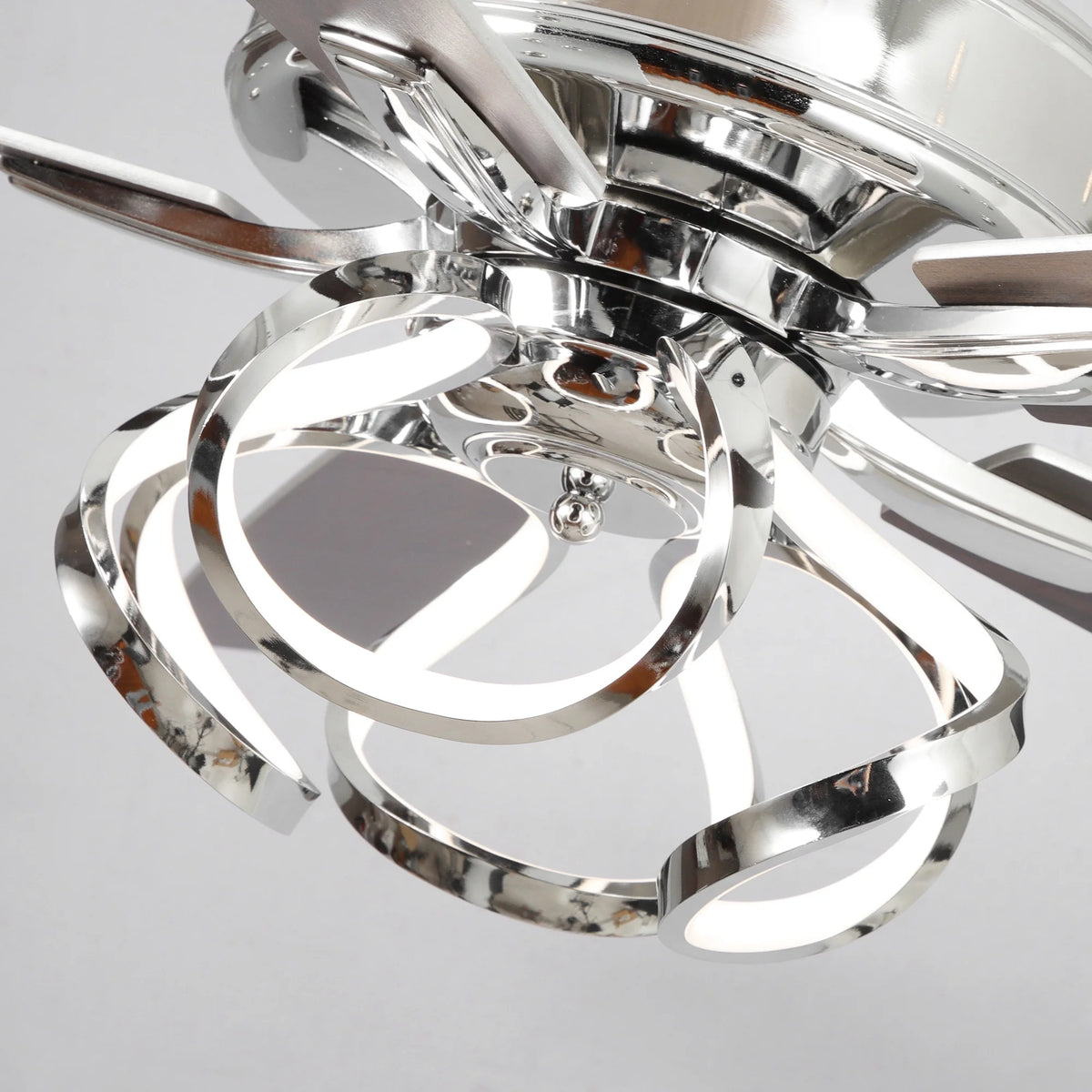 Parrot Uncle 52-Inch Contemporary Chrome Ceiling Fan with Integrated LED Lights and Remote Control