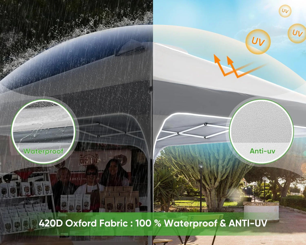 Quictent 10x10 Pop up Canopy TentPortable Instant Shelter with Vent, Ez up Canopy with Reflective Top and Fluorescent Rope