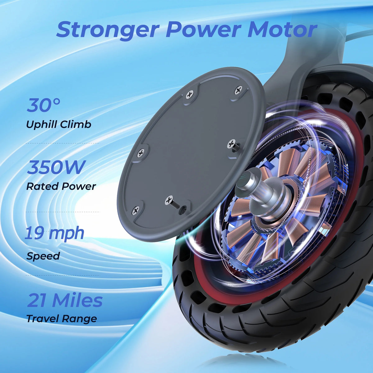 JOYHIS J078 Electric Scooter for Men and Women 8.5" Solid Tire 19mph Power by 350W Motor Max 21 mile Range Folding Commuting E Scooter