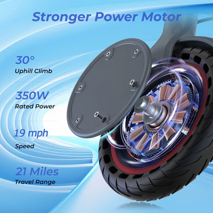 JOYHIS J078 Electric Scooter for Men and Women 8.5" Solid Tire 19mph Power by 350W Motor Max 21 mile Range Folding Commuting E Scooter