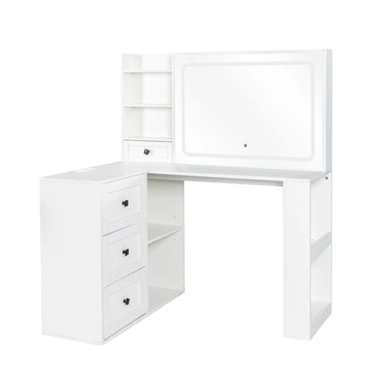 Makeup Vanity Desk With Mirror And Lights, Charging Station, Make Up Vanity With Storage And 3 Large Drawers, 3 Color Modes Available For Bedroom Living Room