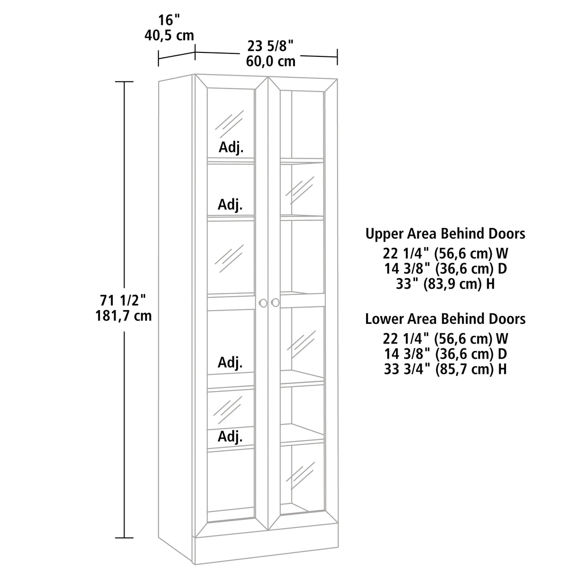 Mainstays Glass Door Storage Bookcase, Black Finish