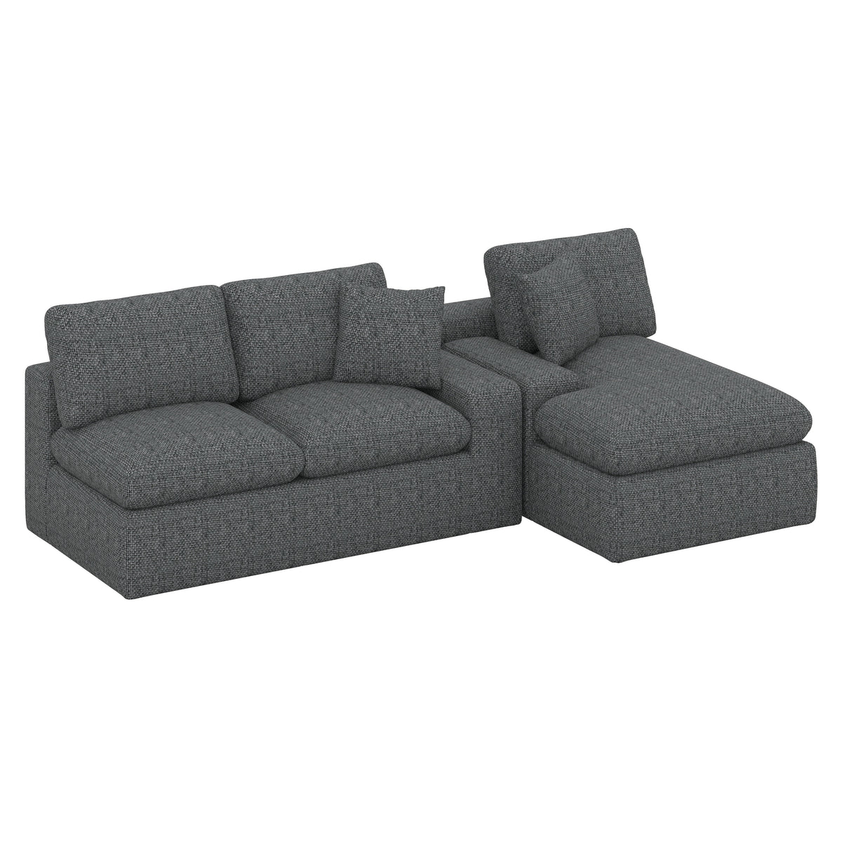 BEBPILOO Modular Chenille 107.9" Sofa with Flexible Configuration, Double - Layer Cushions, Deep Seating & Side Storage Pockets, Full-compressed Sofa for Living Room, Gray