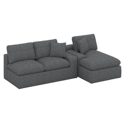 BEBPILOO Modular Chenille 107.9" Sofa with Flexible Configuration, Double - Layer Cushions, Deep Seating & Side Storage Pockets, Full-compressed Sofa for Living Room, Gray