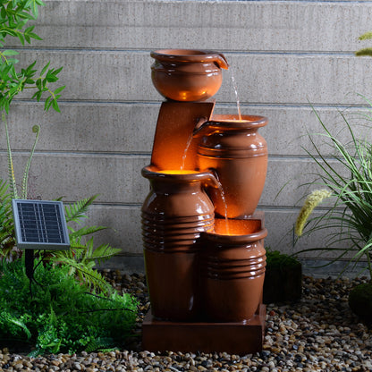 Teamson Home 28.74" Solar Water Fountain with LED Lights, Navy