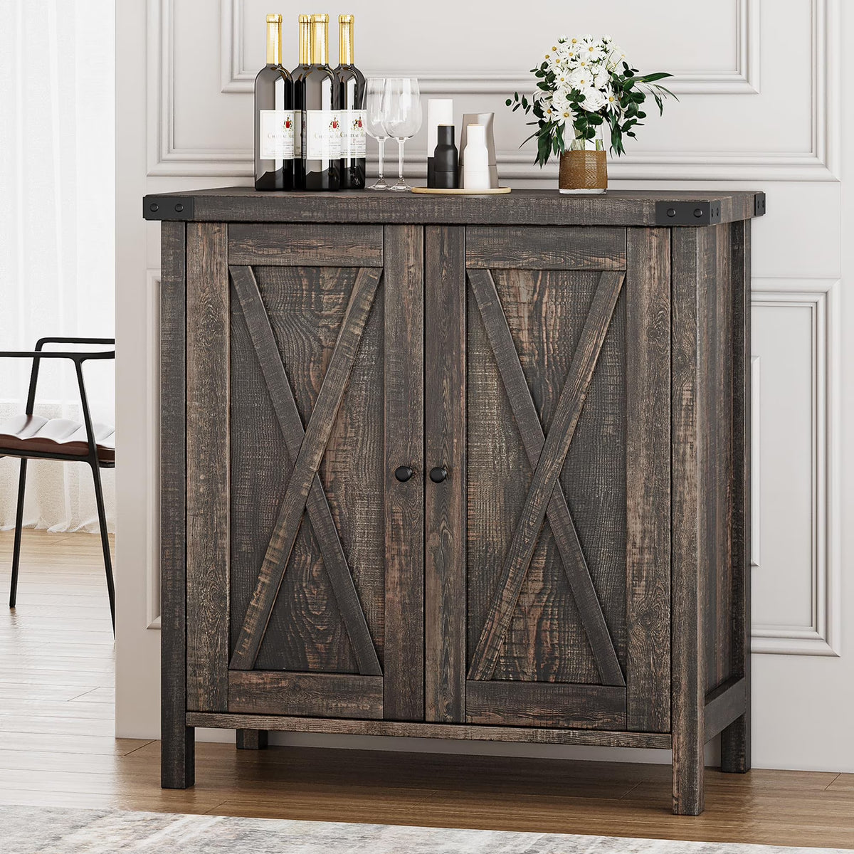 Coffee Bar Cabinet with Storage/Adjustable Shelf 30" Small Kitchen Bar Table Corner Bar Cabinet for Tea Buffet Sideboard Cabinet for Dining Room, Farmhouse Coffee Station for Wine