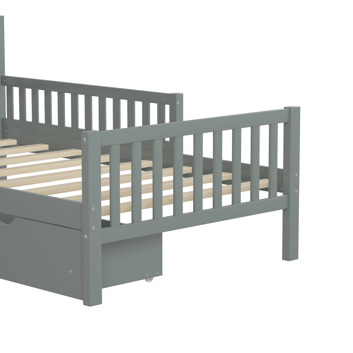 Bellemave Twin Bed with Storage Drawers and Fence Rails, Wood Platform Beds Frame with Headboard, Twin Size Storage Bed for Kids Boys Girls Teens��White)