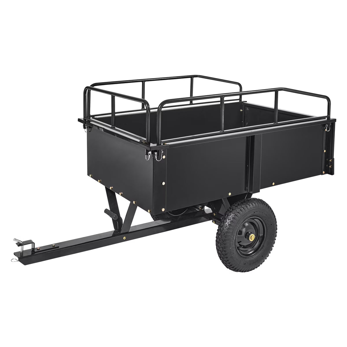 KFFKFF Dump Trailer Tow Behind Dump Cart 15 Cu. Ft. 750 lbs Heavy Duty ATV Trailer Steel Dump Cart, Steel Construction Garden Utility Trailer with Removable Sides