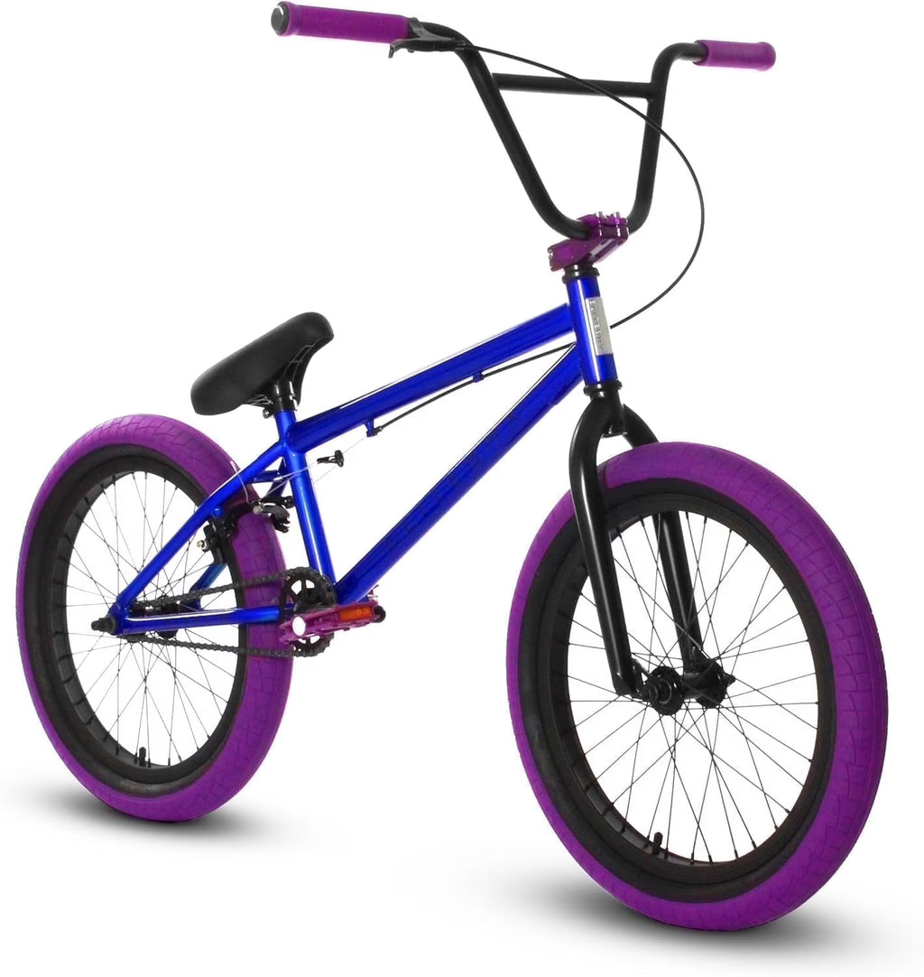 Elite BMX Bicycle 20” Freestyle Bike - Stealth Blue Purple Ideal for Ages 7 to 18 Years