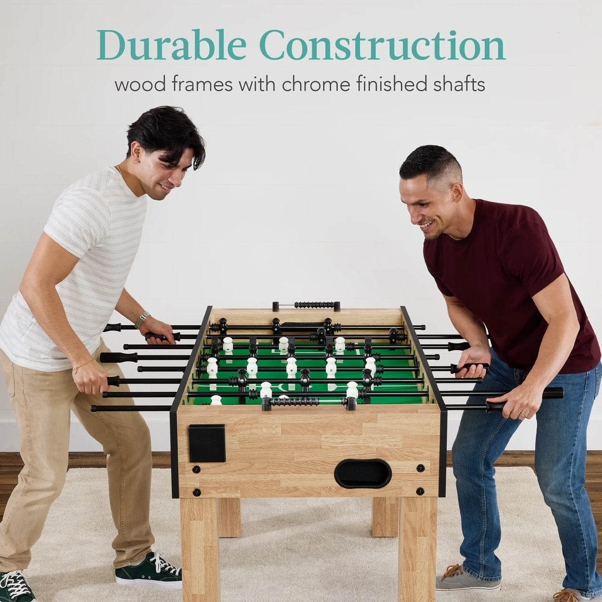 Best Choice Products Large 54in Full-Size Foosball Table for Home, Game Room w/ 2 Balls, 2 Cup Holders - Natural