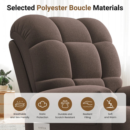 Power Recliner Chair,Electric Recline Sofa Chair for Adults with USB Port,Comfy Teddy Fleece Adjustable Cloud Sofa,Tool-Free Setup,Beige White