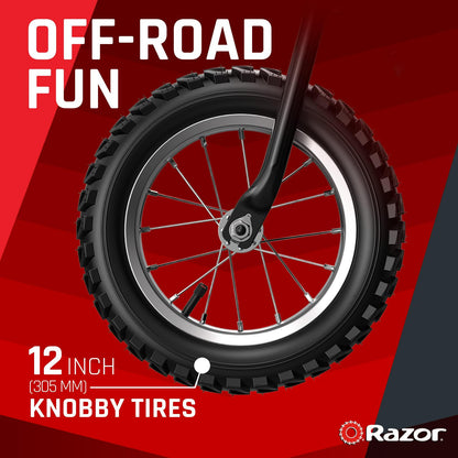 Razor Dirt Rocket MX125 Electric-Powered Dirt Bike - Black with Decal Included. for Child 5+