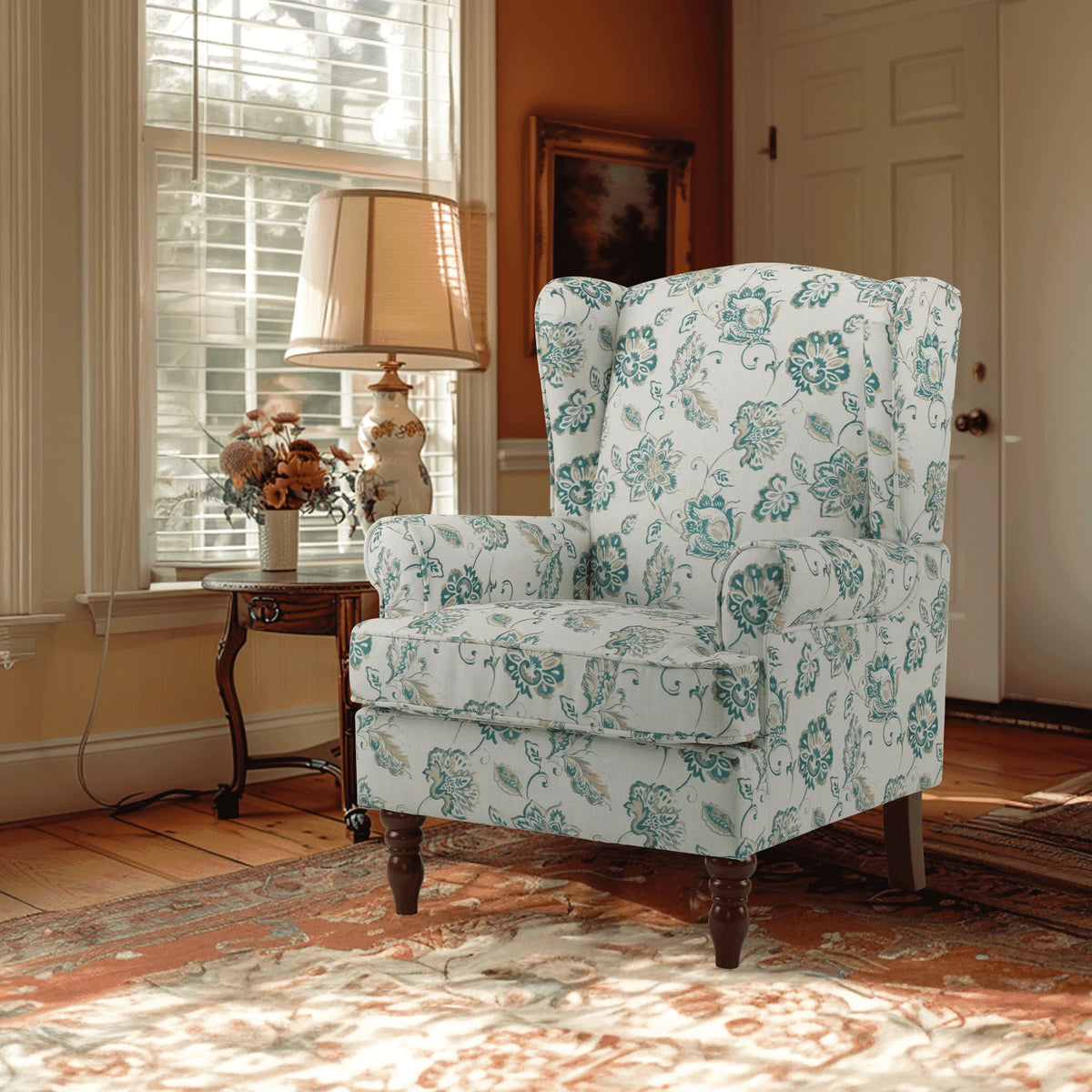 EROMMY Upholstered Accent Chair, Floral Print Fabric Armchair