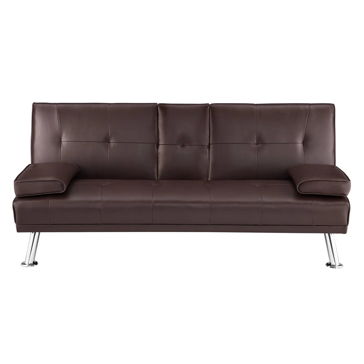 Futon Sofa with Armrest and Cupholders by Naomi Home-Color:Espresso