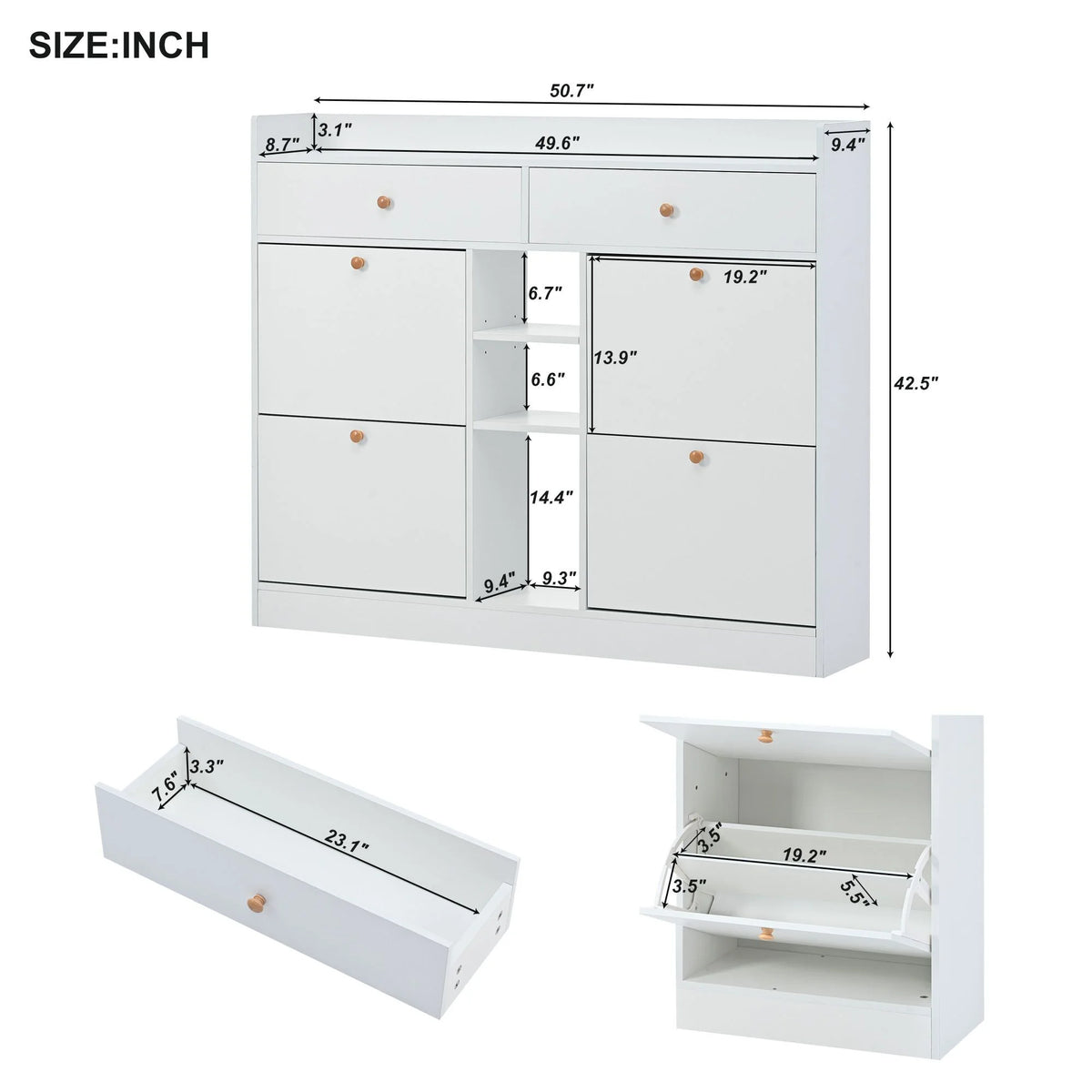 Aukfa Shoe Cabinet with 4 Flip Drawers and 2 Storage Drawers- Black