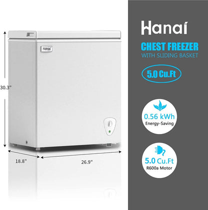 WANAI 3.5 Cu.ft Freezer, Chest Freezer, Deep Freezer with Top Open Door