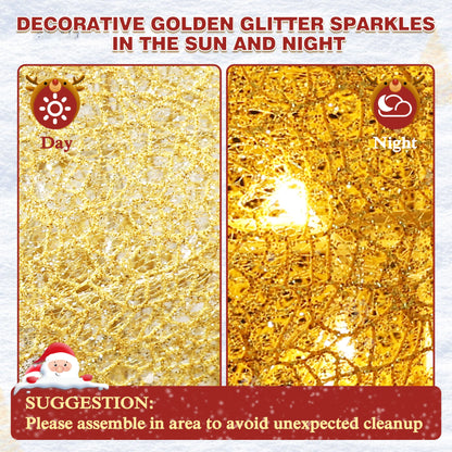 VEIKOUS Christmas Lighted Deer Family Set Outdoor Decor w/ 200 Warm Lights Reindeer Christmas Decor, Ground Stakes and Zip Ties, Gold