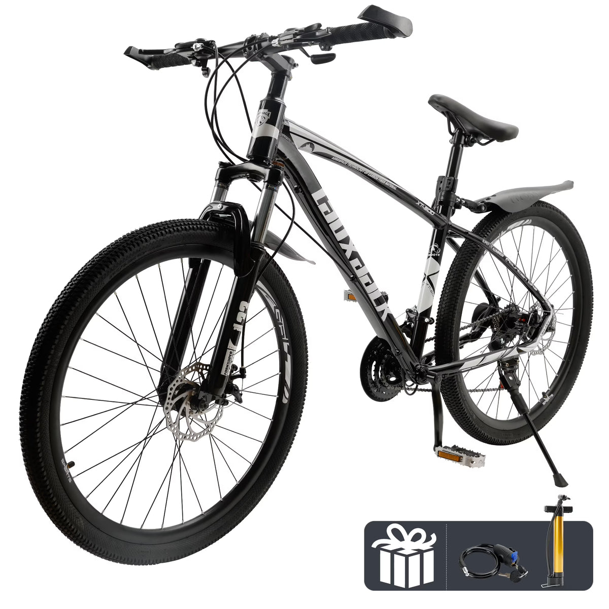 ARTUDATECH 27.5 Inch Mountain Bike, Shimano 21 Speed,  Dual Disc Brake Bike for Men Womens Adult, Full Suspension Bicycle