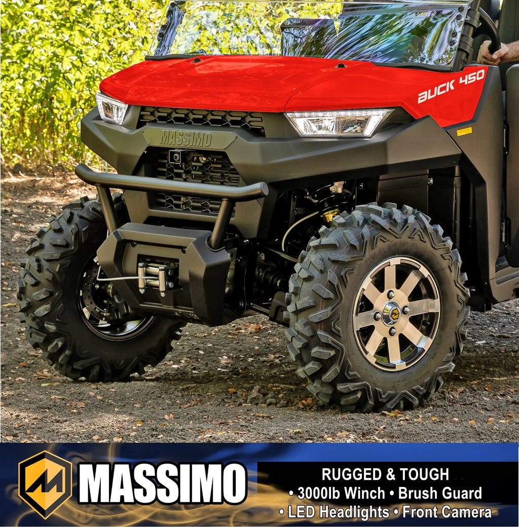 Massimo Buck 450 Side by Side UTV, EFI, 4 Stroke, 325cc, 25.5 HP, 4X4, 3000lb Winch - Red