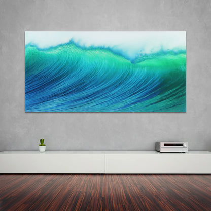 Empire Art Direct Blue Splash Frameless Free Floating Tempered Glass Panel Graphic Wall Art, 72" x 36", Ready to Hang