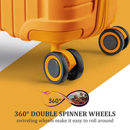Joyway 5 Piece Luggage Sets Hardshell Lightweight Suitcase with TSA Lock Spinner Wheels-Orange